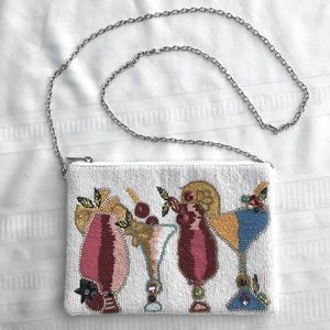 Vintage handbag beaded cocktail design purse clutch shoulder beads rhinestone